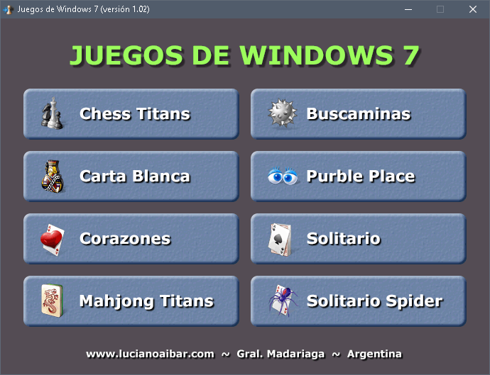 capturar Cría Custodio Juegos de Windows 7 (versión 1.02)